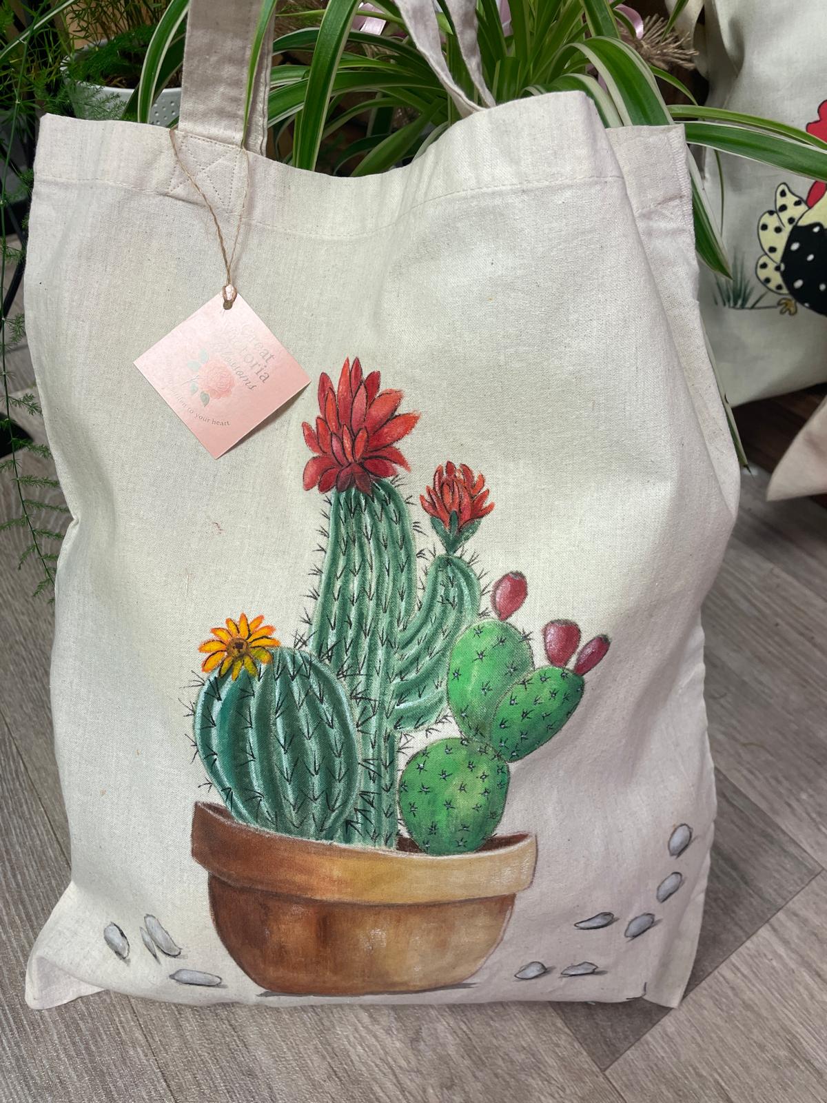 HAND PAINTED CACTUS TOT BAG