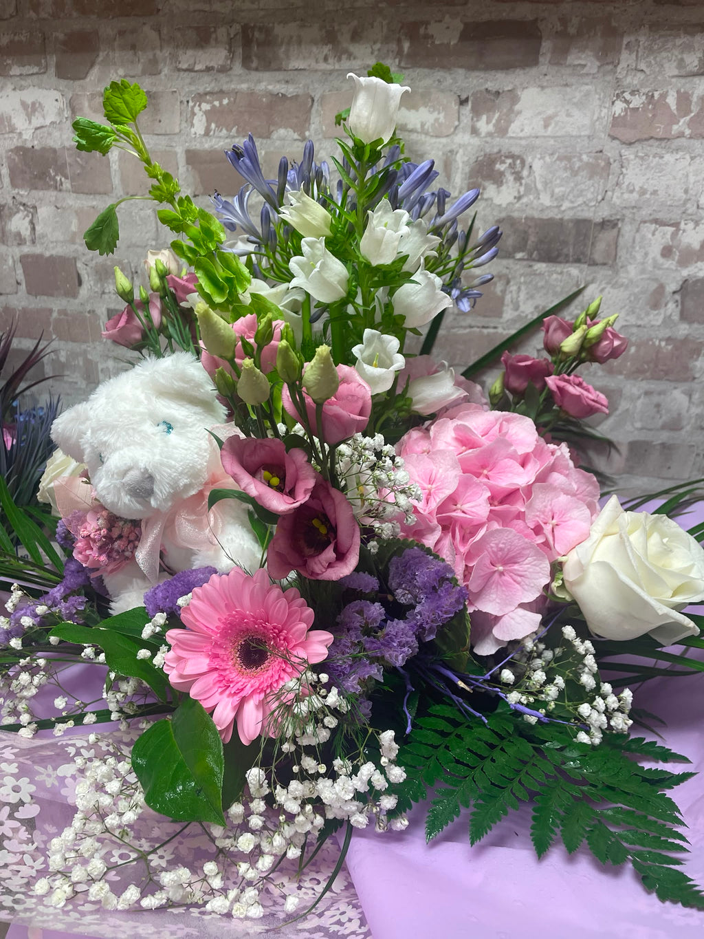 Enchanted Blossom Luxury Bouquet with Plush Bear