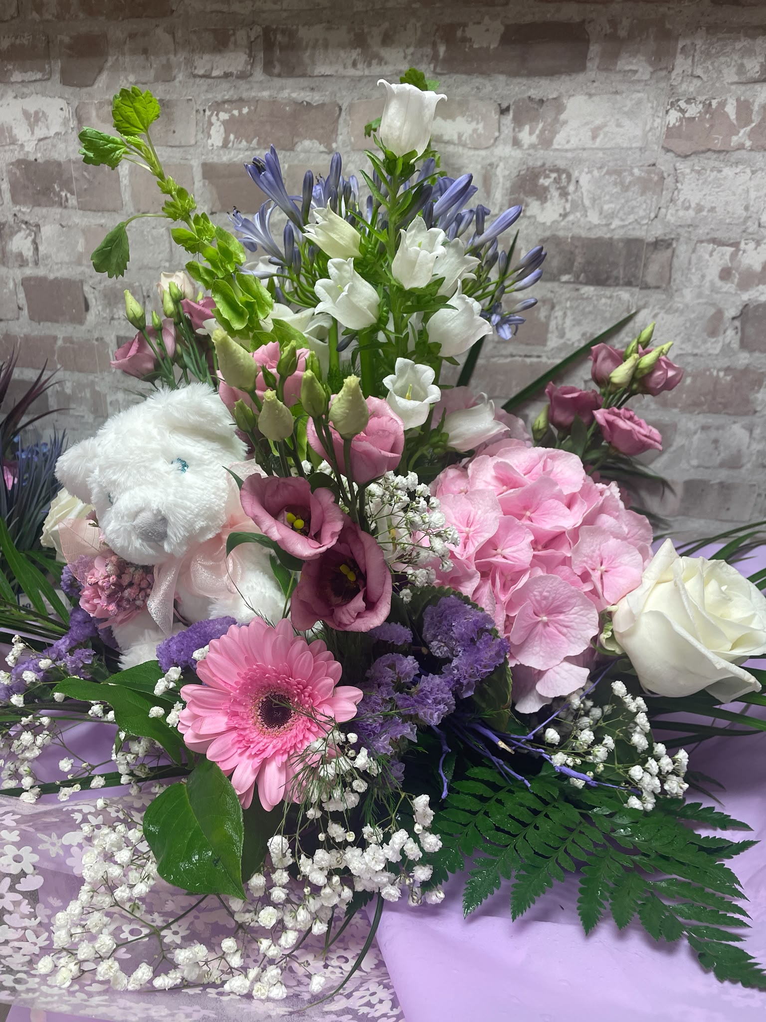 Enchanted Blossom Luxury Bouquet with Plush Bear