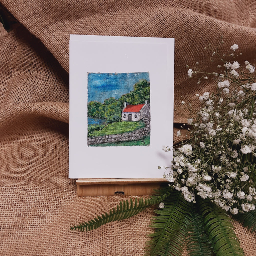 HAND PAINTED - Cottage - GREETINGS CARD