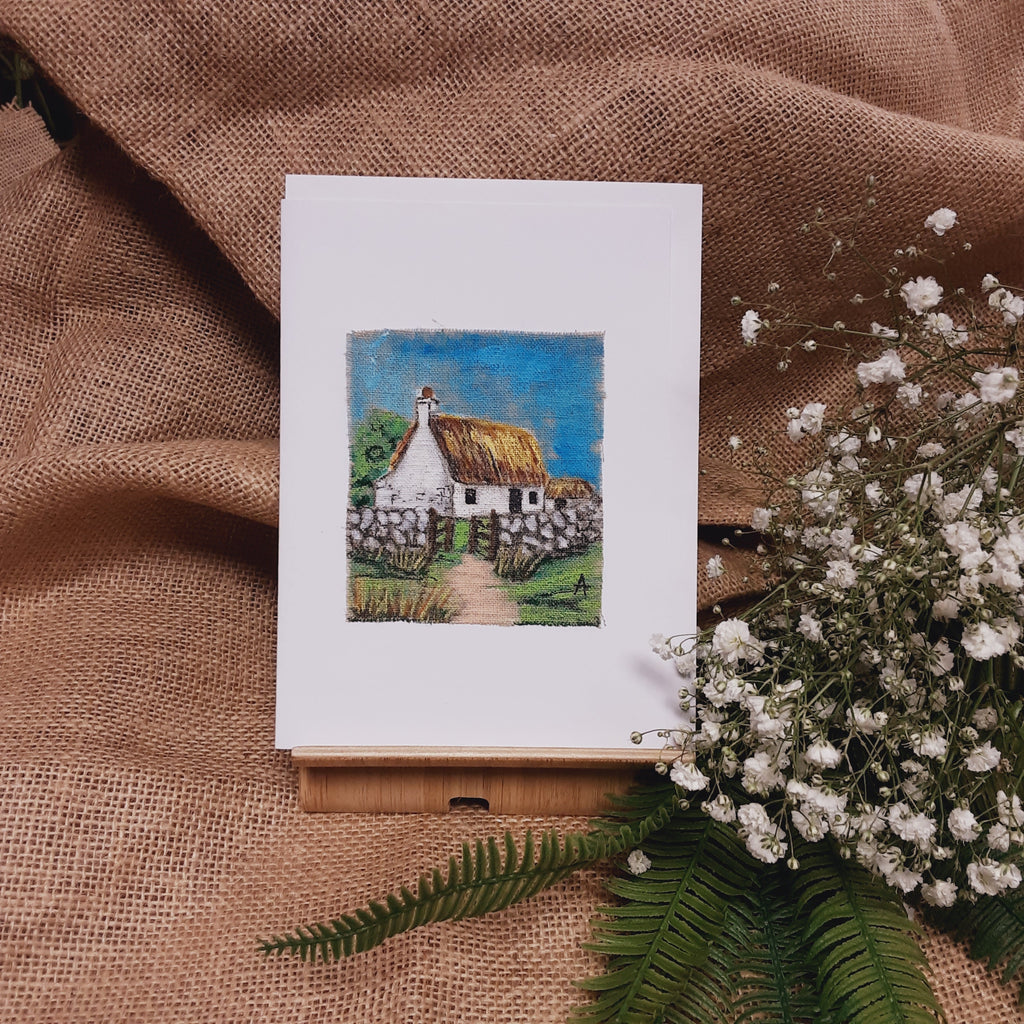 HAND PAINTED - Cottage - GREETINGS CARD