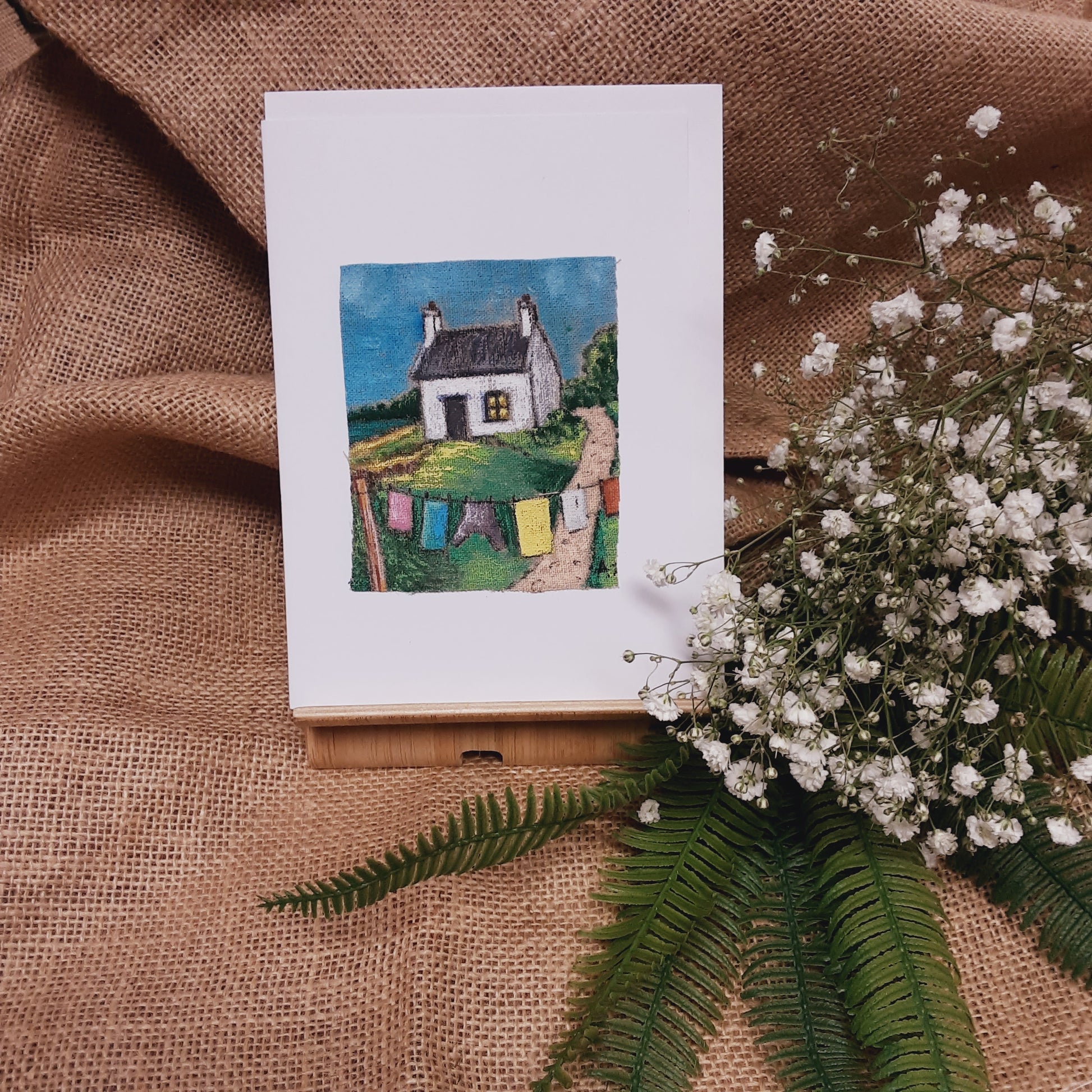 HAND PAINTED - Cottage - GREETINGS CARD