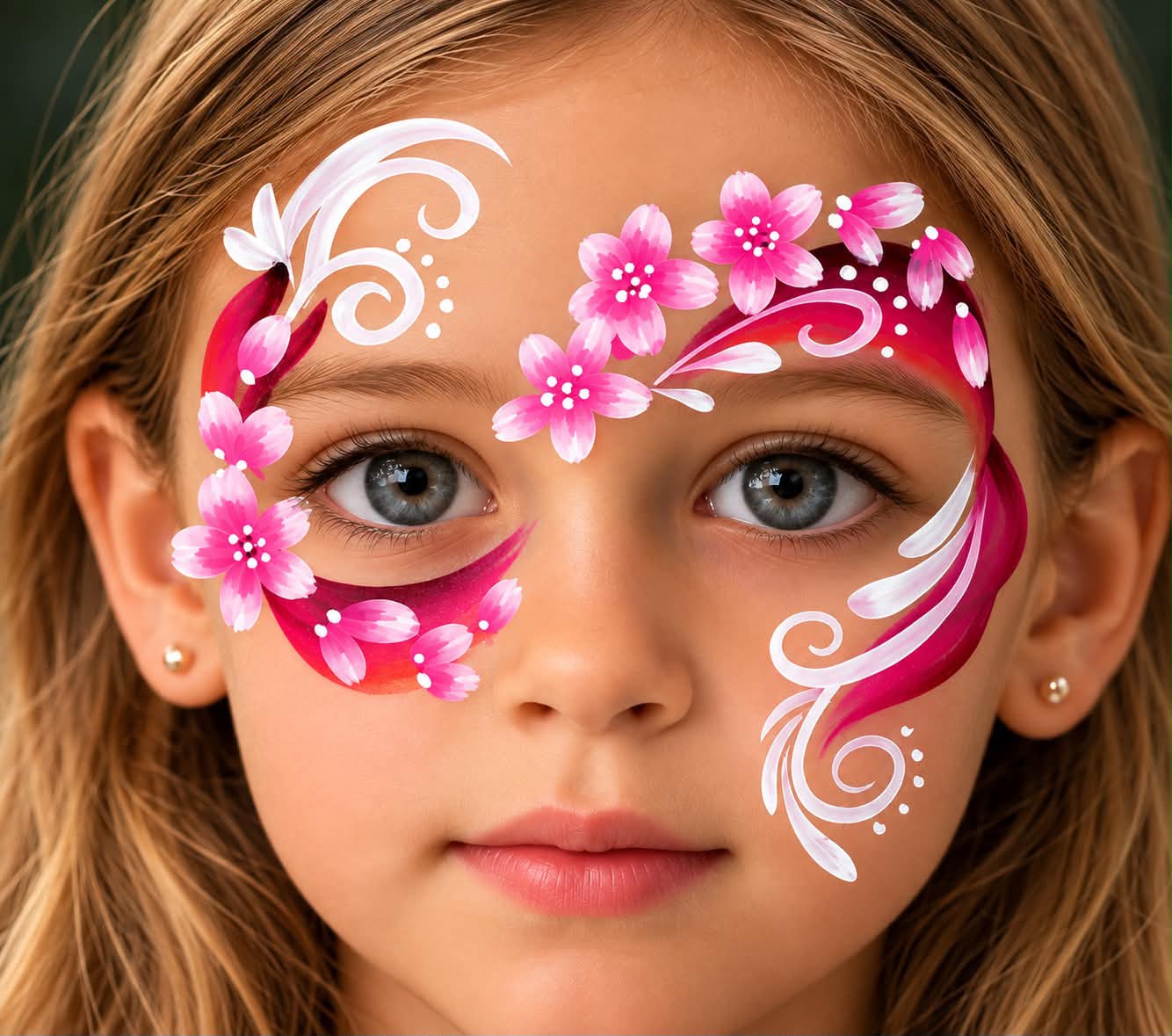 Pink floral face painting