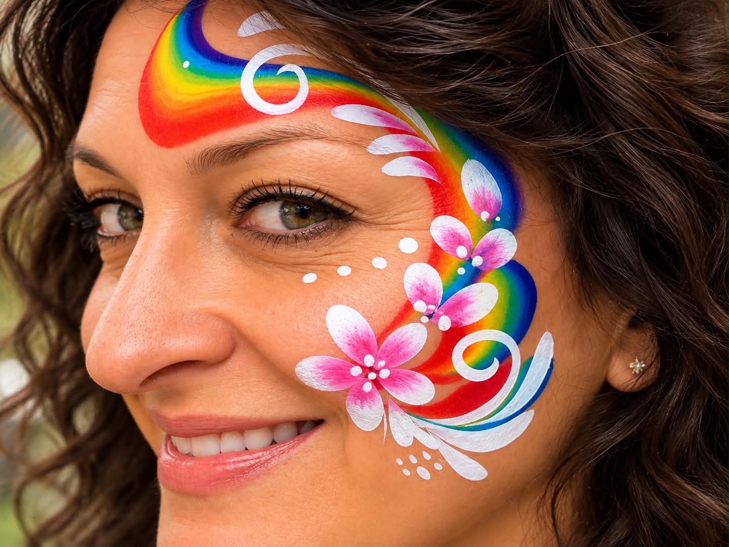 Rainbow and floral face painting