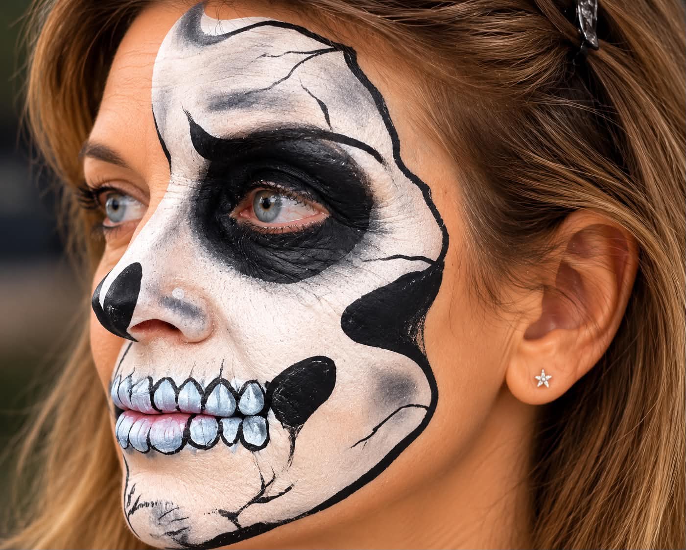 Black and white skull face painting