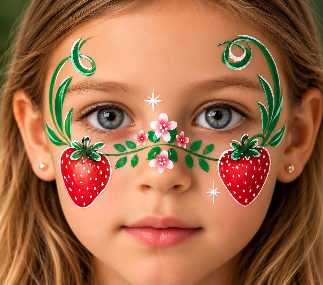 Strawberry and floral face painting